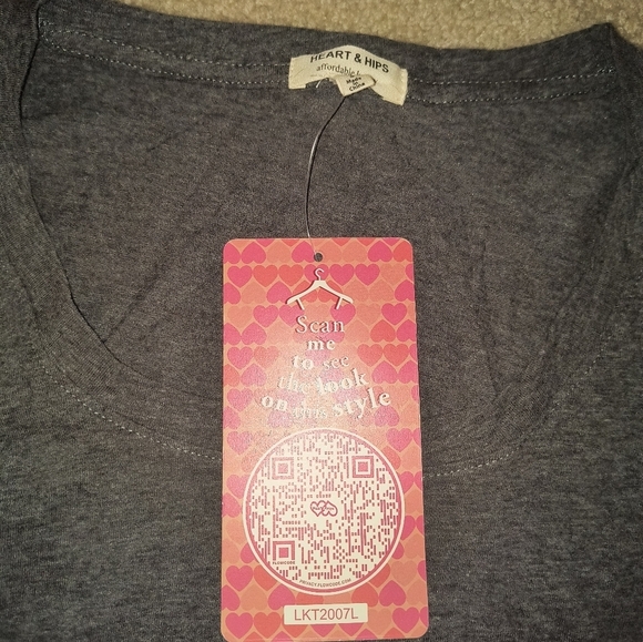 Heart and hips dolls kill Gray long sleeve Shirt dip v neck women's small s - Picture 4 of 5
